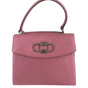 Salvatore Ferragamo Gancini Womens Pink Shoulder Bag Leather Eo-21 4829